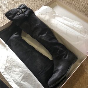 Jimmy Choo over knee high fur lined suede boots